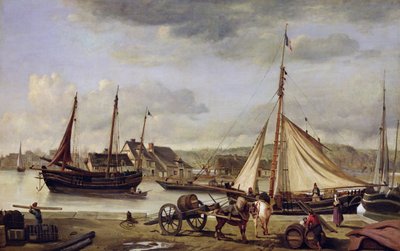 Der Kaufmannskai in Rouen, 1834 von Jean Baptiste Camille Corot